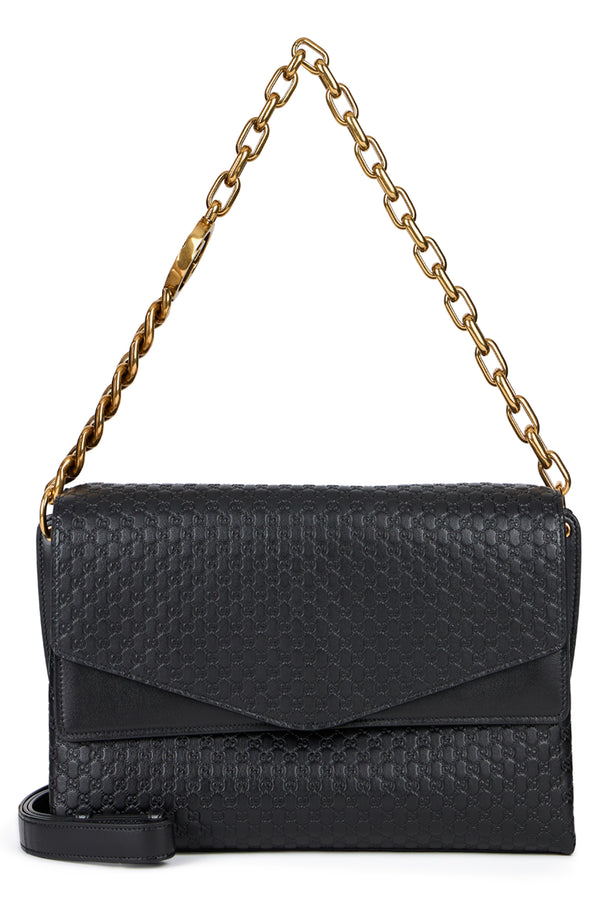 Gucci Black Leather Large Shoulder Bag