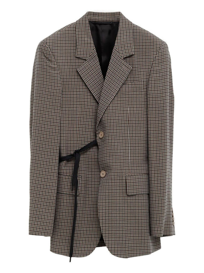 Balenciaga Vichypattern Jacket With Side Lace Detail