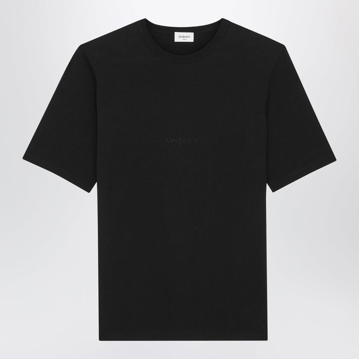 Saint Laurent Black Oversized T-Shirt With Logo Embroidery