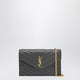 Saint Laurent Saint Laurent Cassandre Envelope Chain Wallet In Grey Lambskin Leather Features Iconic Chevron-Quilted Topstitching And A Leather-Reinforced Chain Strap.