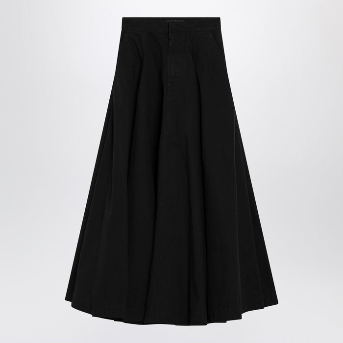 Balenciaga Black Cotton Ripstop Godet Maxi Skirt