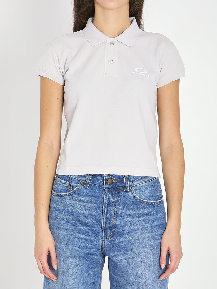 Balenciaga Light Grey Ss Polo White Embroidered Logo