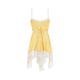Saint Laurent Yellow Lace-Detail Strapless Mini Dress