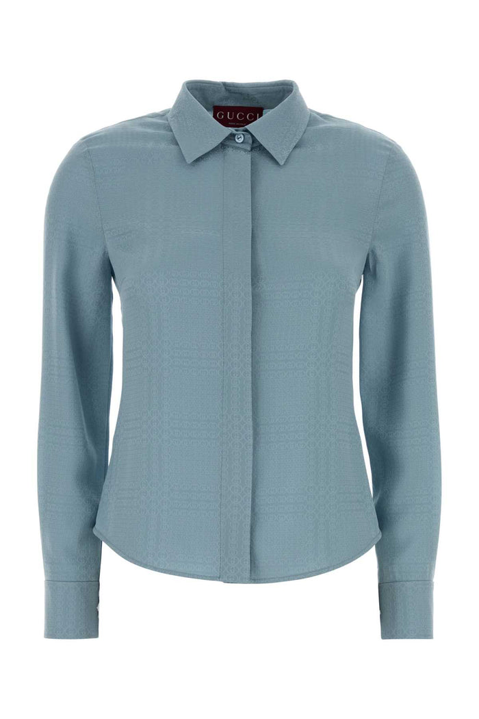 Gucci Light-Blue Silk Shirt