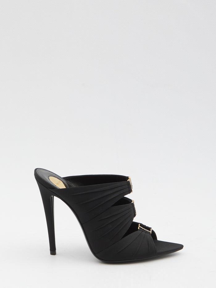 Saint Laurent Black Emilie Mules In Crêpe Satin