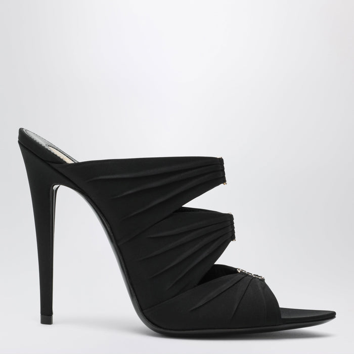 Saint Laurent Black Emilie Mules In Crêpe Satin