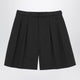 Saint Laurent Black Belted Bermuda Shorts In Corone Fabric