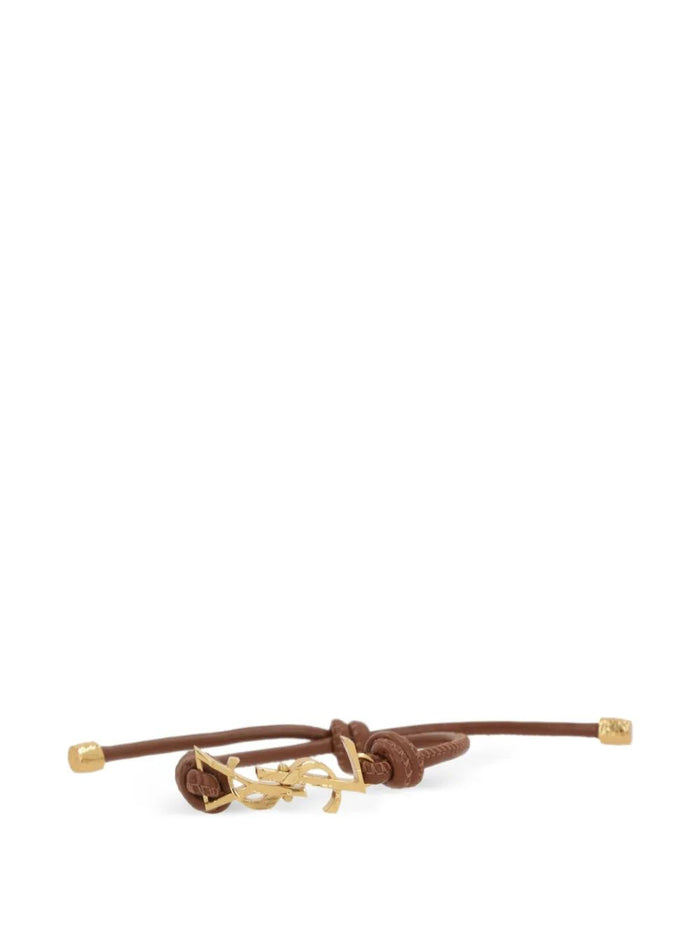 Saint Laurent Cassandre Leather Cord Bracelet