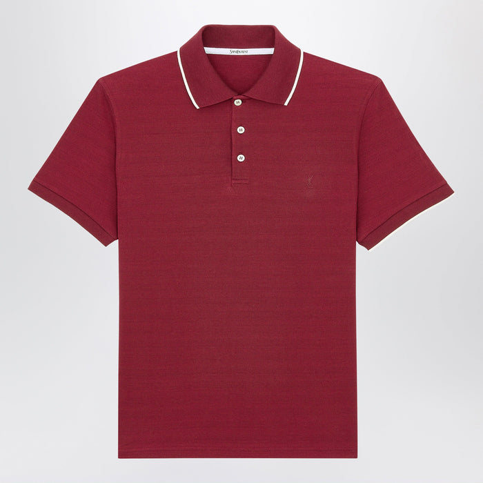 Saint Laurent Bordeaux Cassandre Polo In Cotton Piqué