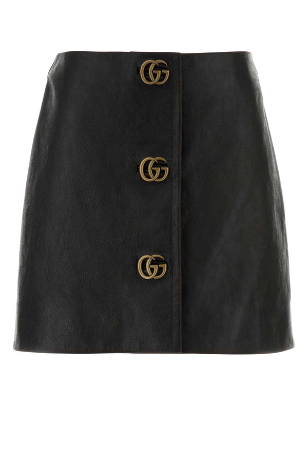 Gucci Black Leather Mini Skirt
