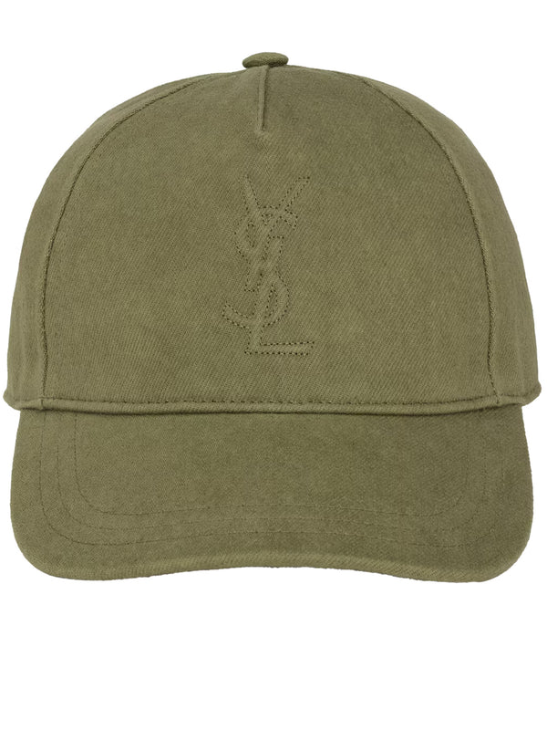 Saint Laurent Kaki Green Cotton Hat