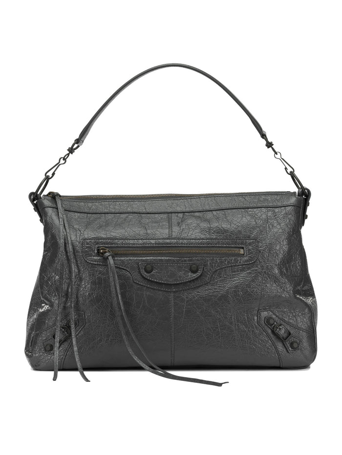 Balenciaga Le City Moto Large Black Lamb Leather Shoulder Bag