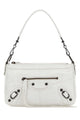 Balenciaga White Leather Mini Le City Moto Shoulder Bag