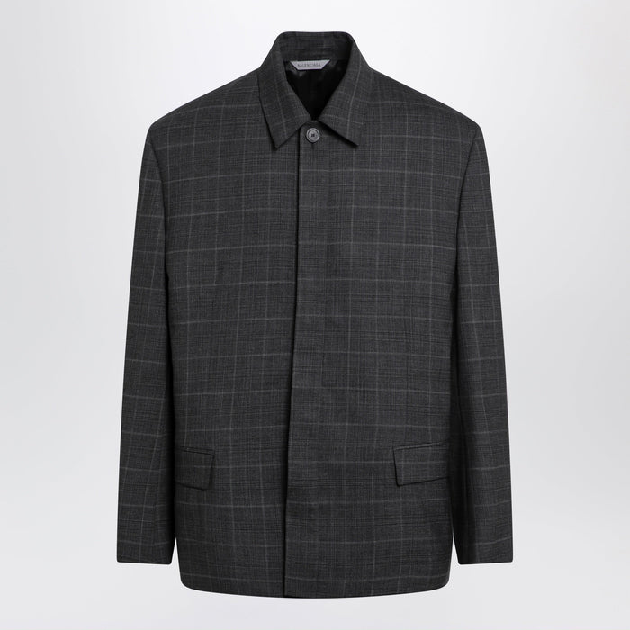 Balenciaga Grey Check Wool Jacket