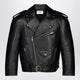 Saint Laurent Pebbled Leather Biker Jacket In Black