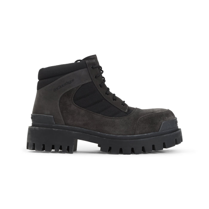 Balenciaga Combat Strike Low Laceup Suede Boots Brown/Black