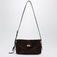 Balenciaga Le 7 Medium Suede Calfskin Shoulder Bag In Moka/Ruby