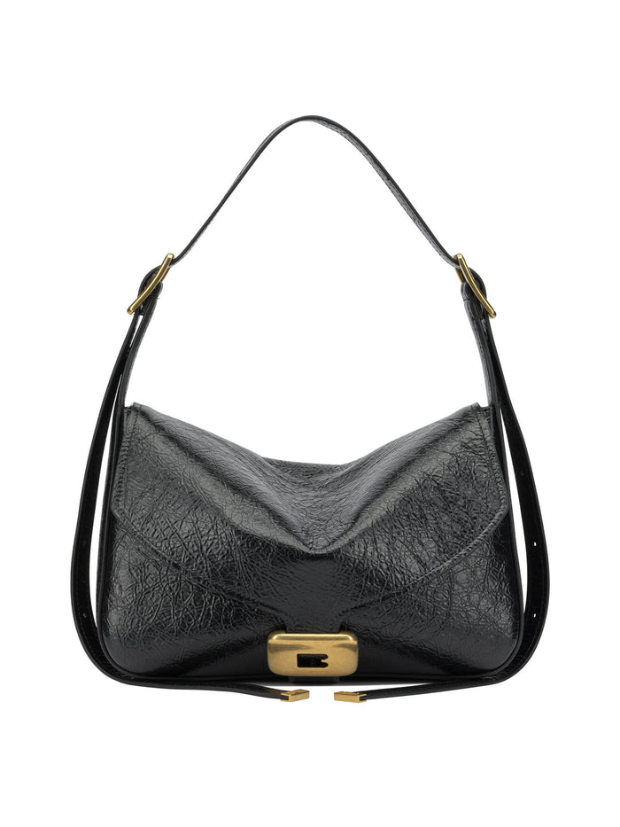 Balenciaga Clicca Black Lamb Leather Medium Shoulder Bag