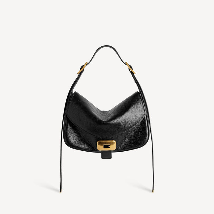 Balenciaga Black Leather Medium Clicca Shoulder Bag