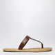 Saint Laurent Babylone Leather Thong Slippers In Burnt Brown