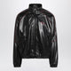 Balenciaga Black/Burgundy Zipup Leather Sweatshirt