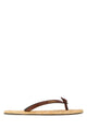 Saint Laurent Brown Leather Jota Thong Slippers