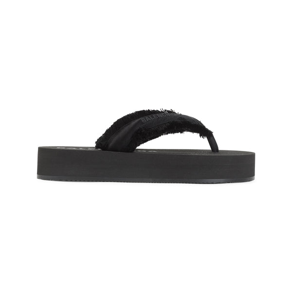 Balenciaga Jet Lag Thong Sandals In Black Satin