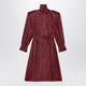 Saint Laurent Burgundy Waterproof Nylon Trench Coat With Lavallière
