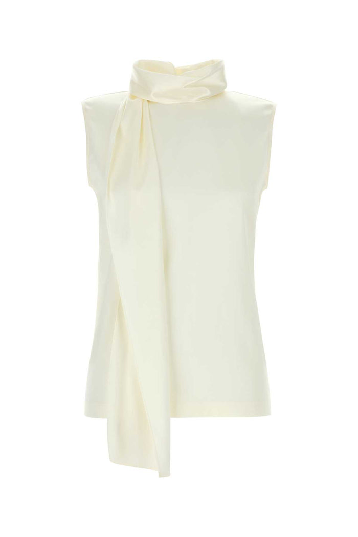 Bottega Veneta Ivory Stretch Satin Top