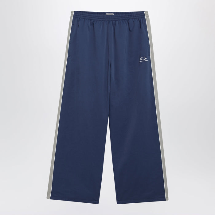 Balenciaga Washed Technical Satin Track Pants In Marine Blue