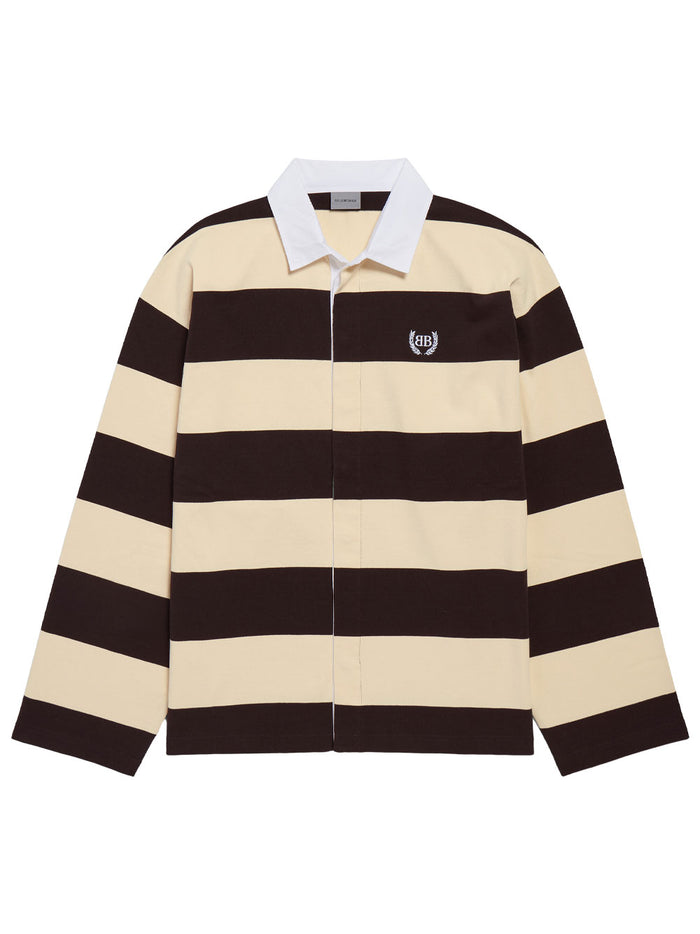 Balenciaga Striped Jersey Polo Shirt In Cotton, Brown