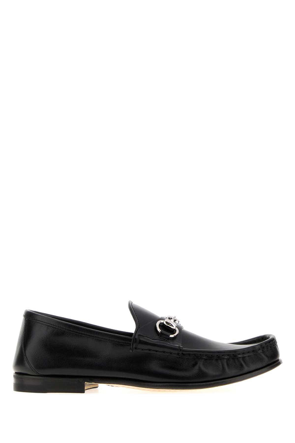 Gucci Black Leather Gucci Lugano Loafers
