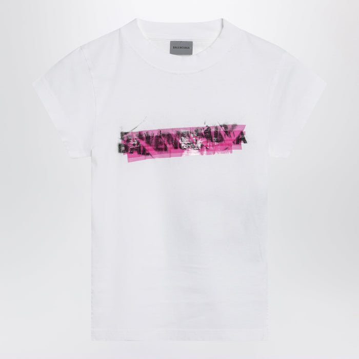 Balenciaga Messy Spray T-Shirt With Cut-Out Back In White Cotton