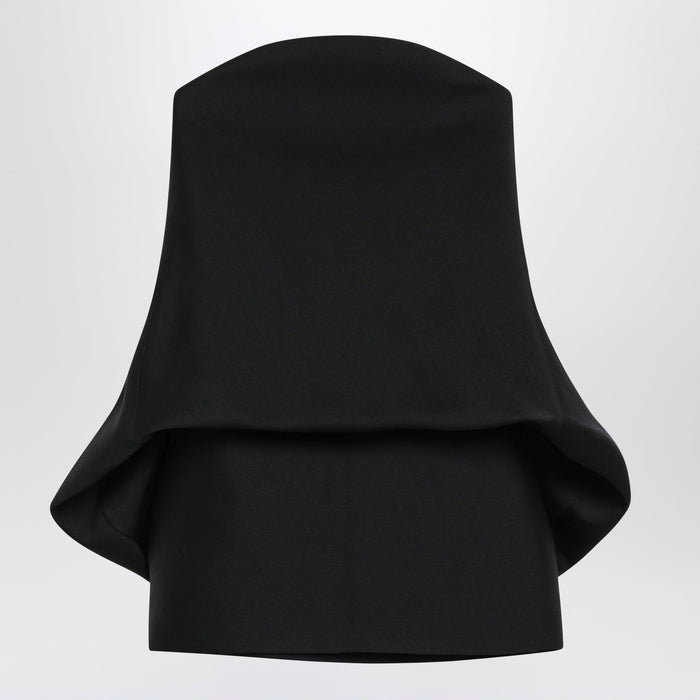 Balenciaga Mini Balloon Bustier Dress In Wool And Silk Black