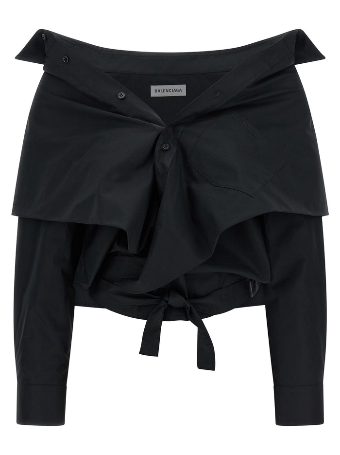 Balenciaga Crop Shirt Off The Shoulder