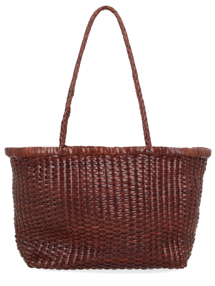Dragon Difussion Brown Leather Shoulder Bag