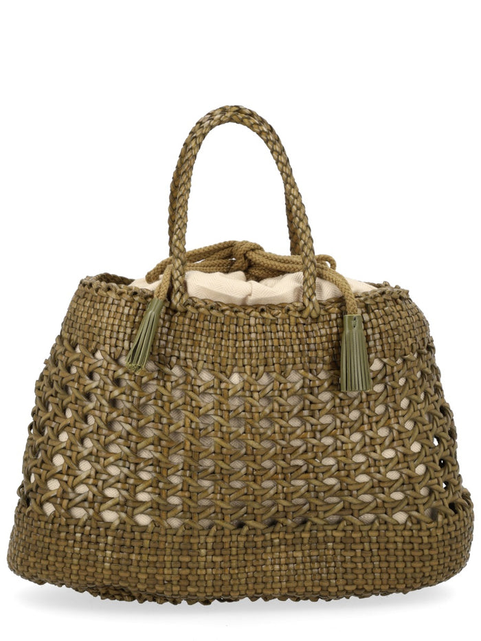 Dragon Difussion Brown Leather Shoulder Bag