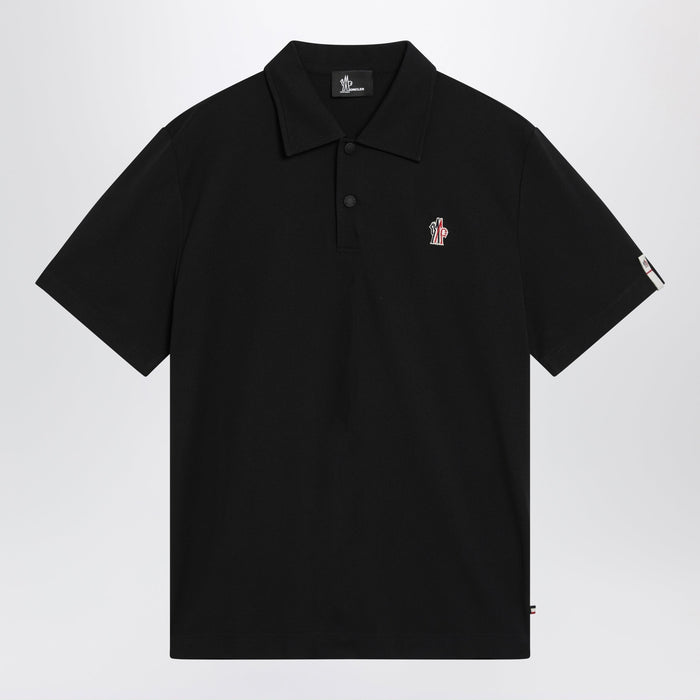 Moncler Grenoble Black Polo Shirt With Logo Patch
