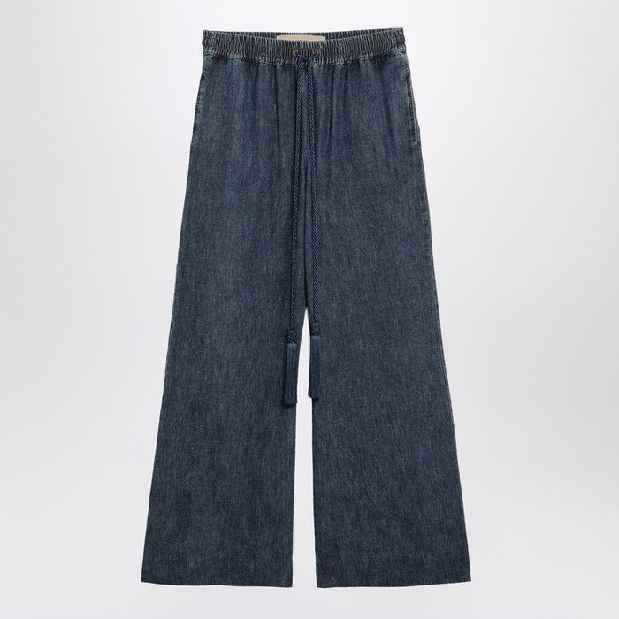 Valentino Wide Leg Blue Cotton Jeans