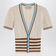 Valentino Openwork Striped Cotton Cardigan