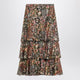 Valentino Silk Tiered Skirt With Floral Print