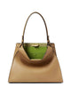 Fendi Way Medium Bag In Cappuccino Leather And Green Suede