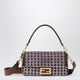 Fendi Mahogany Brown Leather Blooming Crystals Baguette Bag