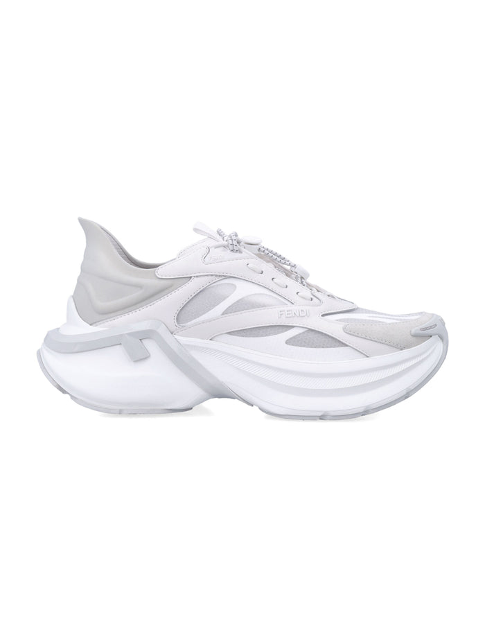 Fendi Fendi F-Light White Leather And Mesh Woman's Sneakers