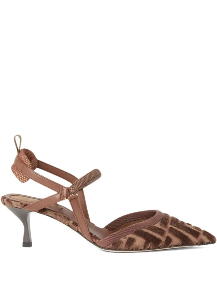 Fendi  Chocolate Colibrì Lite Slingback Pumps