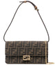 Fendi Camel Brown Chain Wallet With Gold Logo
