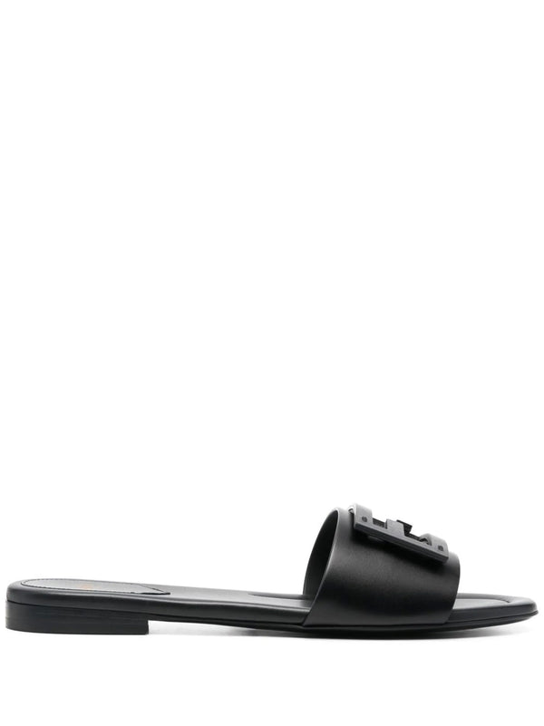 Fendi Leather Baguette Slides