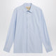 Valentino Light Blue Fil-À-Fil Cotton Shirt With Vlogo Embroidery