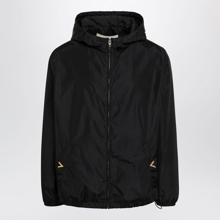 Valentino Black Windbreaker With Vgold Detail