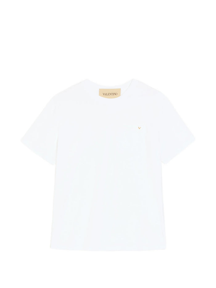 Valentino Garavani White Cotton Tshirt With Vgold